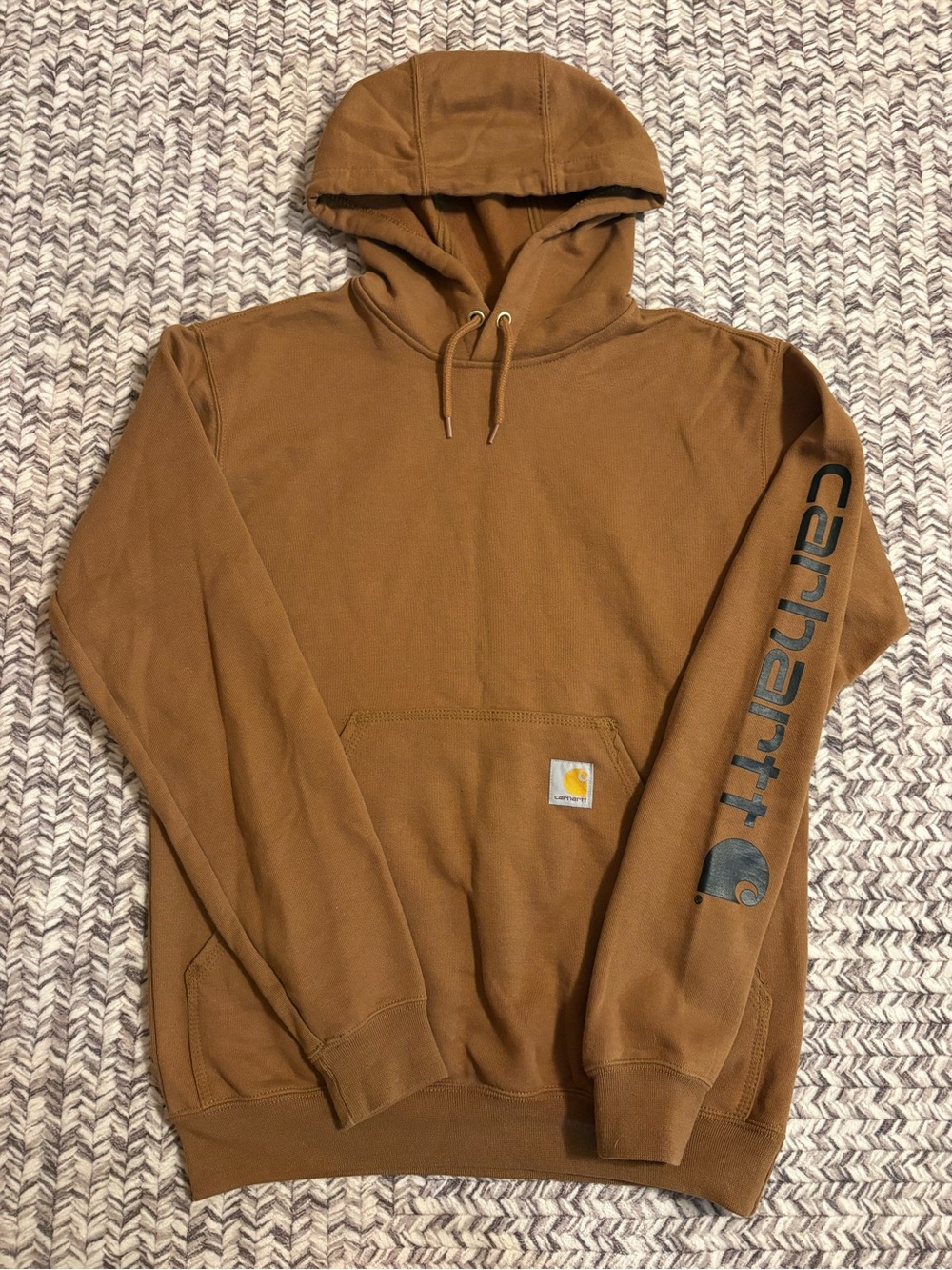 Carhartt Brown Hooded Pullover with Logo Sleeve